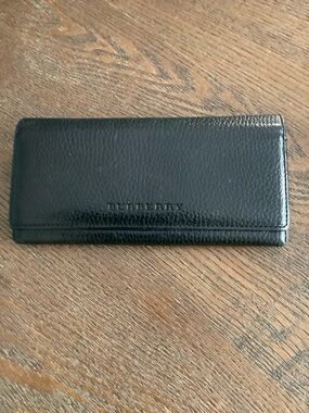 Burberry Black Pebbled Leather Long Wallet